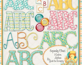 Squeaky Clean Digital Scrapbook Kit Extra Alphabets Pack - Digital Scrapbooking