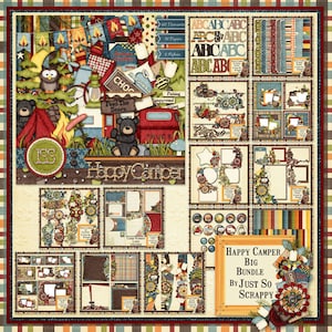Happy Camper Digital Scrapbook Big Bundle Collection - Digital Scrapbooking
