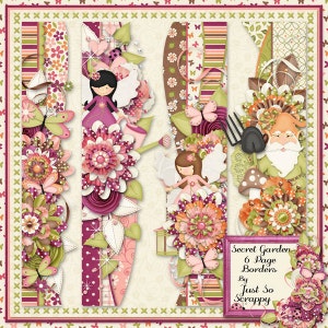 Secret Garden Digital Scrapbook Kit Page Borders - Digital Scrapbooking