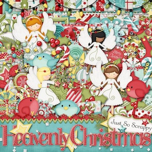 Zestaw do cyfrowego scrapbookingu Heavenly Christmas, święta, zima, pora roku
