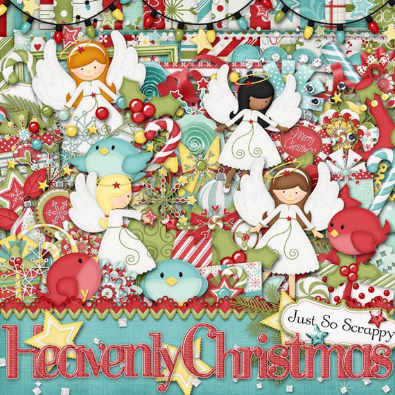 Heavenly Christmas Digital Scrapbook Kit, Holiday, Winter, Season