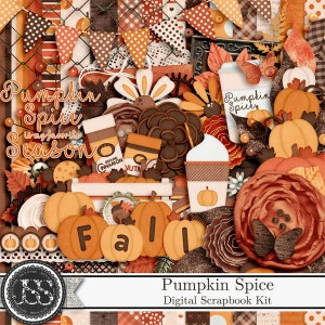 Kit de scrapbook digital de outono com especiarias de abóbora