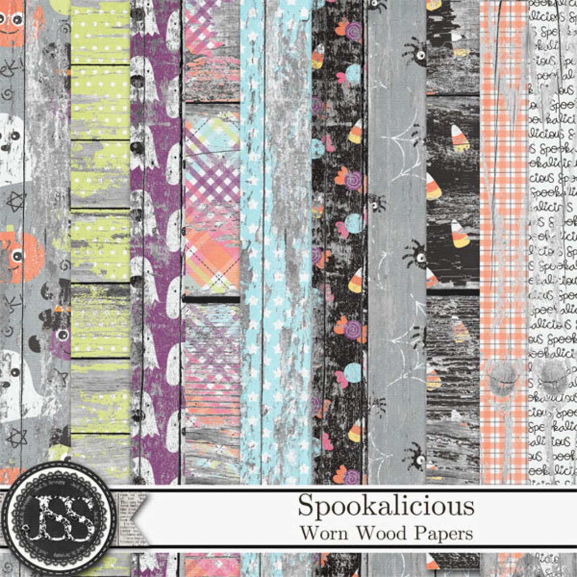 Spookalicious Halloween 12x12 Worn Wood Papers and Backgrounds for ...