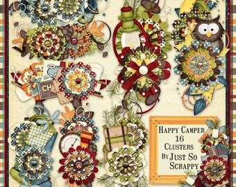 Clusters - Happy Camper Digital Scrapbook Kit Clusters - Digital Scrapbooking