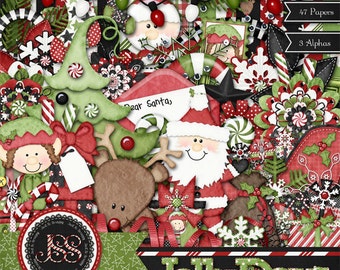 Christmas, Holiday, Jolly Days, Digital Scrapbook Kit, Scrapbooking