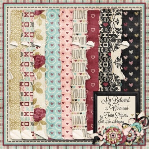 My Beloved Digital Scrapbook Kit Worn Papers Pack - Digital Scrapbooking