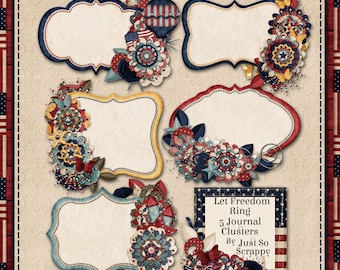 Let Freedom Ring Fourth Of July Journal Clusters Digital Scrapbook Kit - Digital Scrapbooking