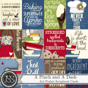 A Pinch and A Dash Pocket Scrapbook Karten Digital Scrapbook Kit, Küche und Rezept, Project Life
