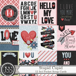 Dumme Amor Valentine Tasche Scrapbooking Karten,Projekt Leben,Elemente,Verzierungen,Digital Scrapbooking Kit