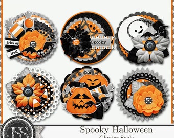 Creepy Halloween Cluster Stitches Elements Digital Scrapbooking Kit ...