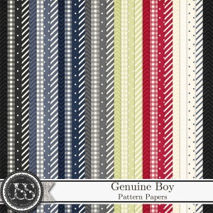 Genuine Boy 12x12 Pattern Papers and Backgrounds for Digital Scrapbooking, Digital Scrapbook Kit