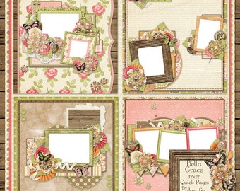 Bella Grace Digitales Scrapbook 12x12 Quick Pages - Digitales Scrapbooking