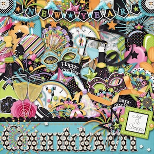 Capodanno, Festa, Celebrazione, Conto alla rovescia, Kit per scrapbooking digitale, Scrapbooking