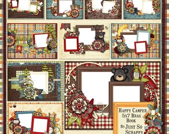 Happy Camper Digital Scrapbook Kit 5x7 Brag Book - Digital Scrapbooking
