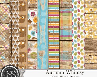 Nearly Fall Autumn 12x12 Worn Wood Pattern Papers and Backgrounds ...