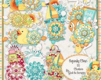 Squeaky Clean Digital Scrapbook Kit Clusters - Digital Scrapbooking