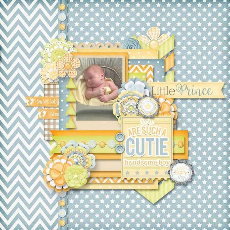 Sweet Baby Boy Digital Scrapbook Kit for Digital Scrapbooking Etsy UK