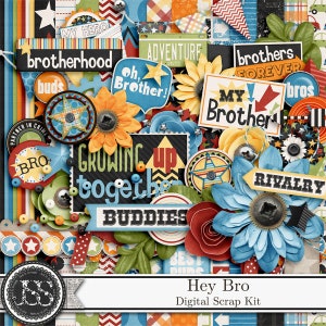 Hey Bro 12 x 12 digitale plakboekkit, broers, mannelijk, jongens