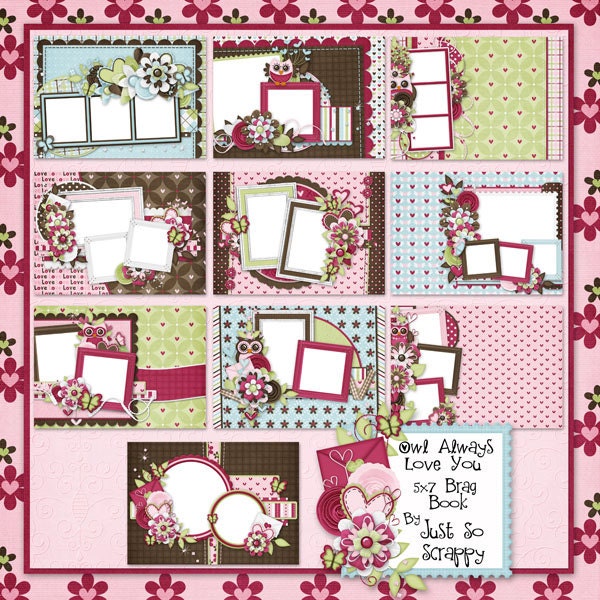 Owl Always Love You Digital Scrapbook Kit 5x7 Brag Book - Digital Scrapbooking