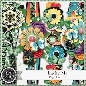 Lucky Me St. Patrick&#39;s Day Digital Scrapbook Kit, Seitenränder, Elemente, Verzierungen