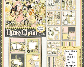 Daisy Chain Digital Scrapbook Kit Big Collection Bundle - Digital Scrapbooking