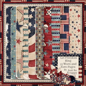 Let Freedom Ring Fourth Of July Worn Papers Pack Digital Scrapbook Kit - Digital Scrapbooking