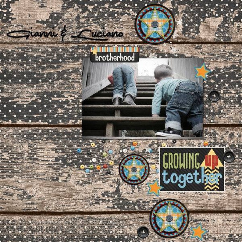 Hey Bro 12x12 Digital Scrapbook Kit, Brothers, Masculine, Boys - Etsy