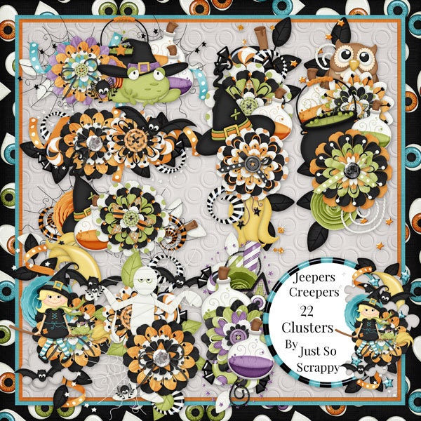 Halloween Jeepers Creepers Digital Scrapbooking Kit, Holiday