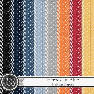 Papéis e fundos de padrões Heroes In Blue Police 12x12 para scrapbooking digital