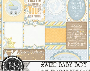 Sweet Baby Boy Journal and Pocket Scrapbook Cards for Digital Scrapbooking and Paper Crafting