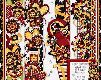 Obramowania stron – zestaw do cyfrowego scrapbookingu „Wakacje z myszką” Obramowania stron – cyfrowy scrapbooking