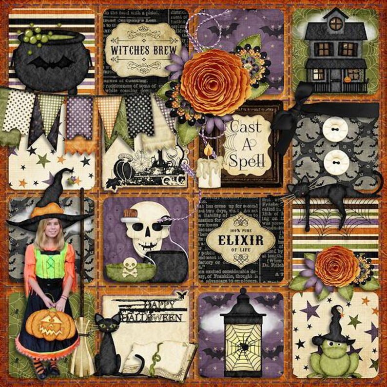 Bewitching Halloween Digital Scrapbooking Kit Collection - Etsy