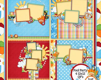 Pool Party Digital Scrapbook Kit 12x12 Quick Pages - Digital Scrapbooking