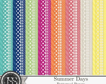 Summer Days, Beach, Swim, Patterned Papers for Digital Scrapbooking