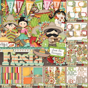 Pacote de Scrapbook Digital Fiesta Cinco de Mayo 12x12, Scrapbooking