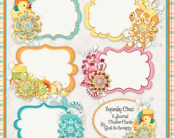 Squeaky Clean Digital Scrapbook Kit Journal Cluster Cards - Digital Scrapbooking