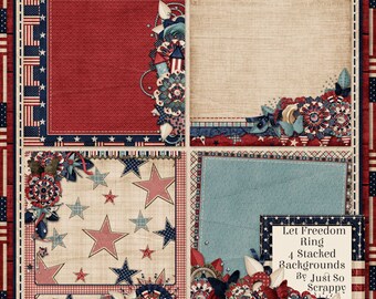 Let Freedom Ring Fourth Of July Stacked Backgrounds Digital Scrapbook Kit - Digital Scrapbooking