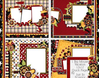 Big Mousey Vacation Digital Scrapbook Kit 12x12 Quick Pages - Digital Scrapbooking
