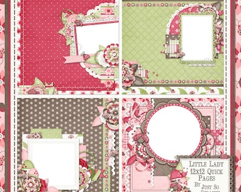 Little Lady Digital Scrapbook Kit 12x12 Quick Pages - Digital Scrapbooking