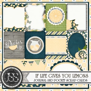 Project Life, Pocket Scrapbooking, Journal Cards If Life Gives You Lemons Journal und Pocket Scrap Karten Digital Scrapbooking Kit, Sommer