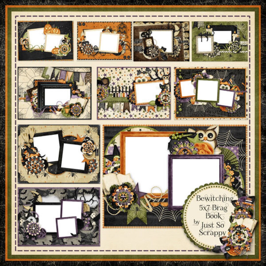 Bewitching Halloween Digital Scrapbook Kit 5x7 Brag Book - Digital ...