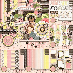 Coleção de kits de scrapbooking digital para minhas melhores amigas, verão