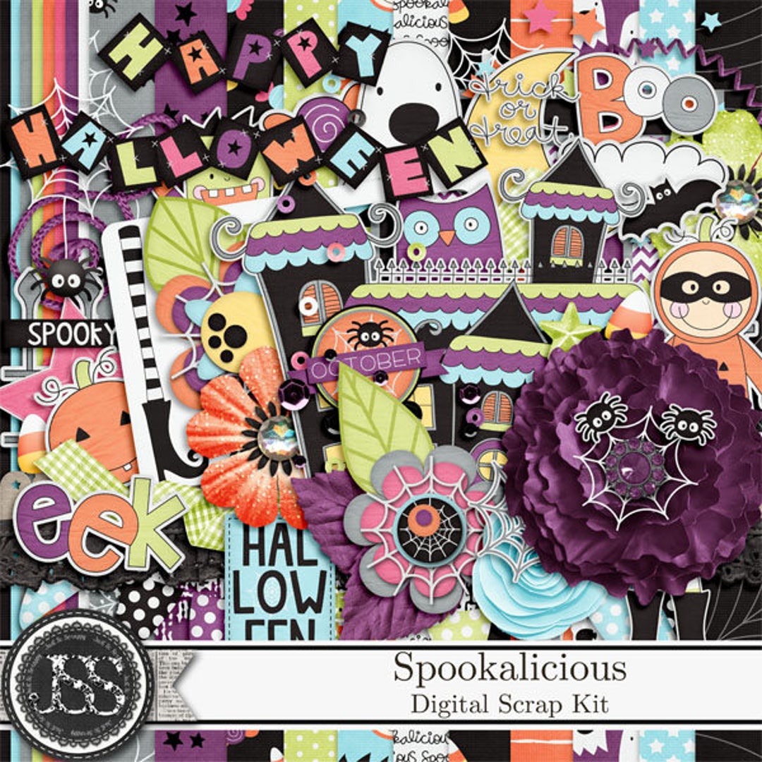 Spookalicious Halloween 12x12 Digital Scrapbook Kit - Etsy