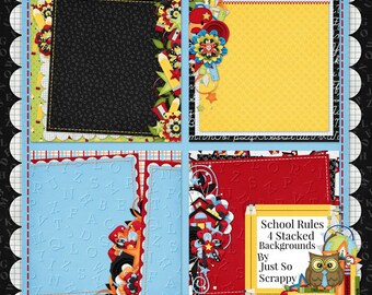 Digital Scrapbooking Kit School Rules Stacked Backgrounds - Digital Scrap Kit