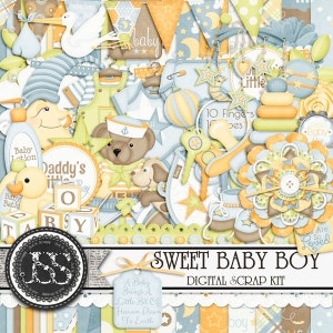Digitale plakboekkit Sweet Baby Boy voor digitaal scrapbooken en papier knutselen