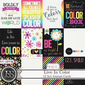 Live In Color Digital 3x4 Journal und Pocket Scrap Cards Element Pack Kit, Project Life