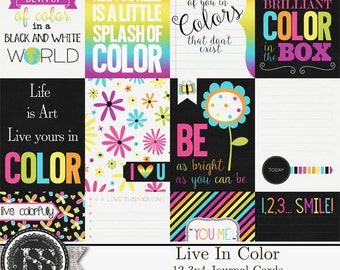Live In Color Digital 3x4 Journal und Pocket Scrap Cards Element Pack Kit, Project Life