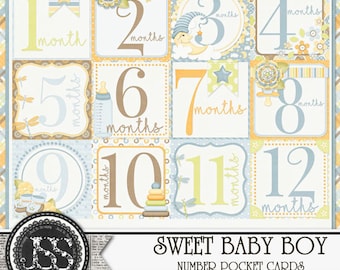 Digitalt scrapbookingkit för journalkort med söta babypojkar
