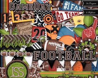 Kit de scrapbooking digital Touchdown Football - Álbum de recortes digital