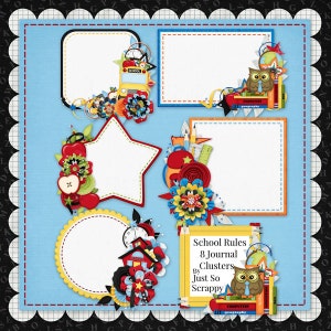 Kit de Scrapbook Digital - Diário de Regras Escolares - Cartões de Agrupamento - Kit de Scrapbook Digital
